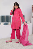 GAD-02989 | Shocking Pink & Multicolor | Casual 3 Piece Suit | Cotton Yarn dyed Jacquard