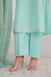 LBD-02971 | Light Sea Green & Gold | Casual Plus 3 Piece Suit | Cotton Dobby