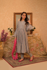 GBD-02900 | Gray & Multicolor | Casual Plus 3 Piece Suit | Viscose Filament Jacquard