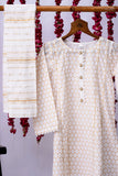 GAD-02713 | White & Gold | Casual 3 Piece Suit   | Cotton Cambric