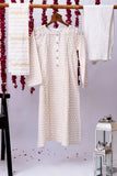 GAD-02713 | White & Gold | Casual 3 Piece Suit   | Cotton Cambric