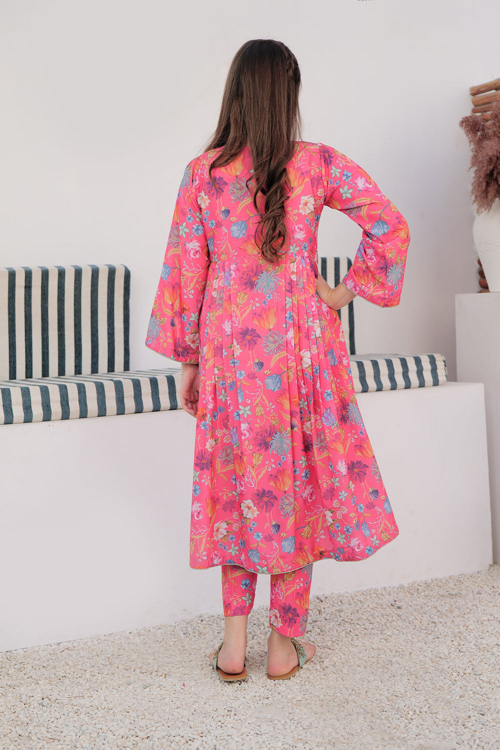 GAC-02930 | Pink & Multicolor | Casual 2 Piece Suit | Polyester Lawn Printed