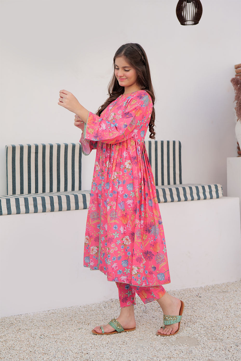 GAC-02930 | Pink & Multicolor | Casual 2 Piece Suit | Polyester Lawn Printed