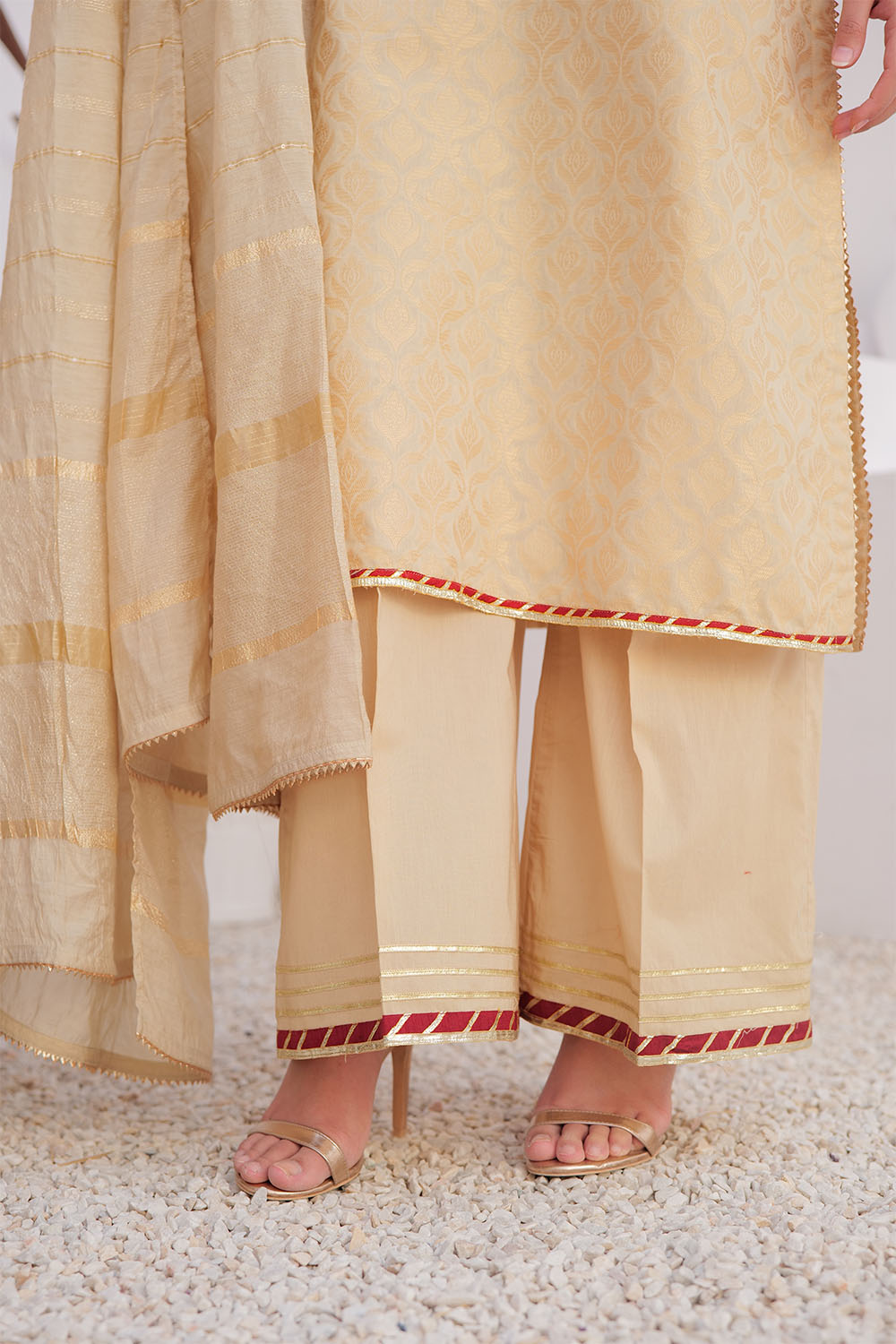 LBD-02918 | Fawn & Gold | Casual Plus 3 Piece Suit | Cotton Jacquard