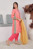 GBD-02980 | Peach & Gold | Casual Plus 3 Piece Suit | Cotton Dobby Gold Print