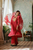 LBD-02974 | Red & Gold | Casual Plus 3 Piece Suit | Cotton Dobby