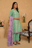 LAD-02731 | Sea Green & Multicolor | Casual 3 Piece Suit | Cotton Lawn Printed