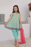 KBD-03024 | Sea Green & Multicolor | Casual Plus 3 Piece Suit | Cotton Gold Printed