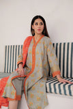 LBD-03036 | Grey & Multicolor | Casual Plus 3 Piece Suit | Cotton Dye Over Gold  Printed