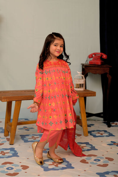 KBD-02914 | Peach & Multicolor | Casual Plus 3 Piece Suit | Cotton