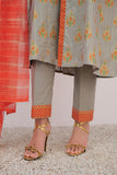 LBD-03036 | Grey & Multicolor | Casual Plus 3 Piece Suit | Cotton Dye Over Gold  Printed