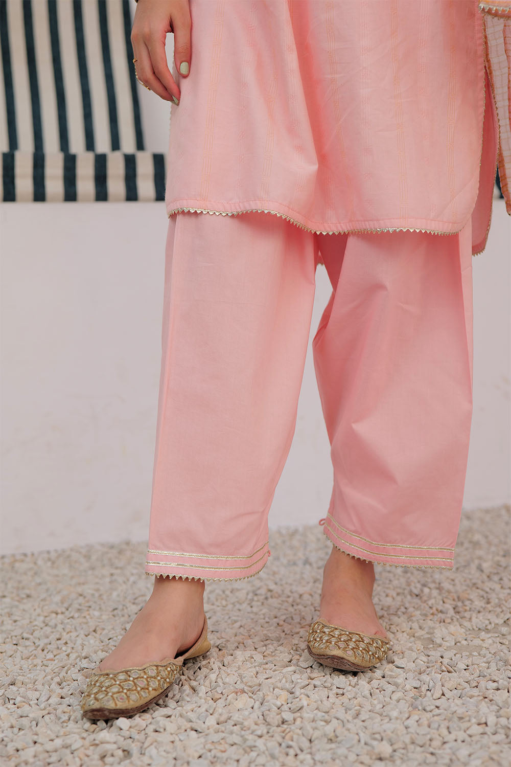 GBD-02976 | Peach & Gold | Casual Plus 3 Piece Suit | Cotton Dobby