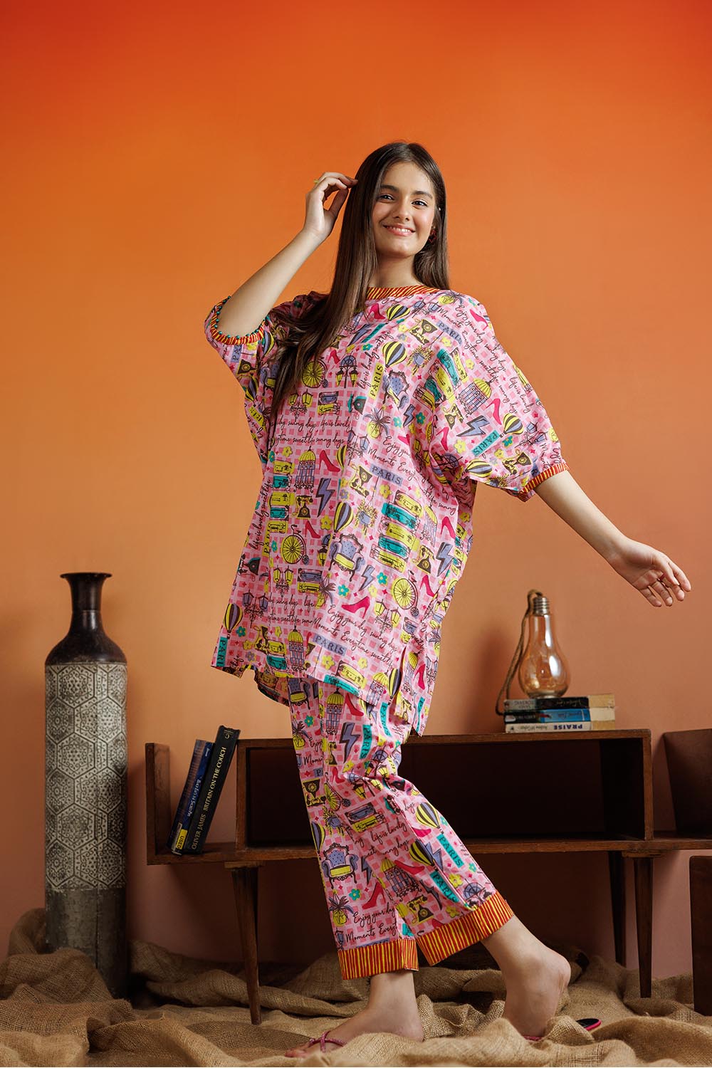GAC-03098 | Pink & Multicolor | Casual 2 Piece Suit | Cotton Lawn Printed