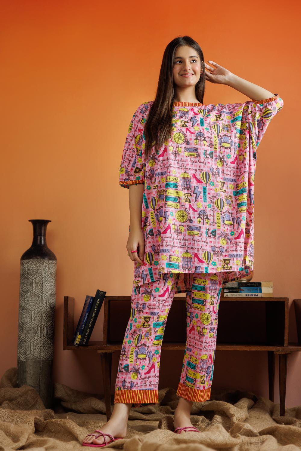 GAC-03098 | Pink & Multicolor | Casual 2 Piece Suit | Cotton Lawn Printed