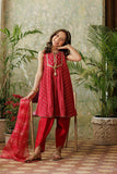 KBD-02917 | Red & Gold | Casual Plus 3 Piece Suit | Viscose Dobby