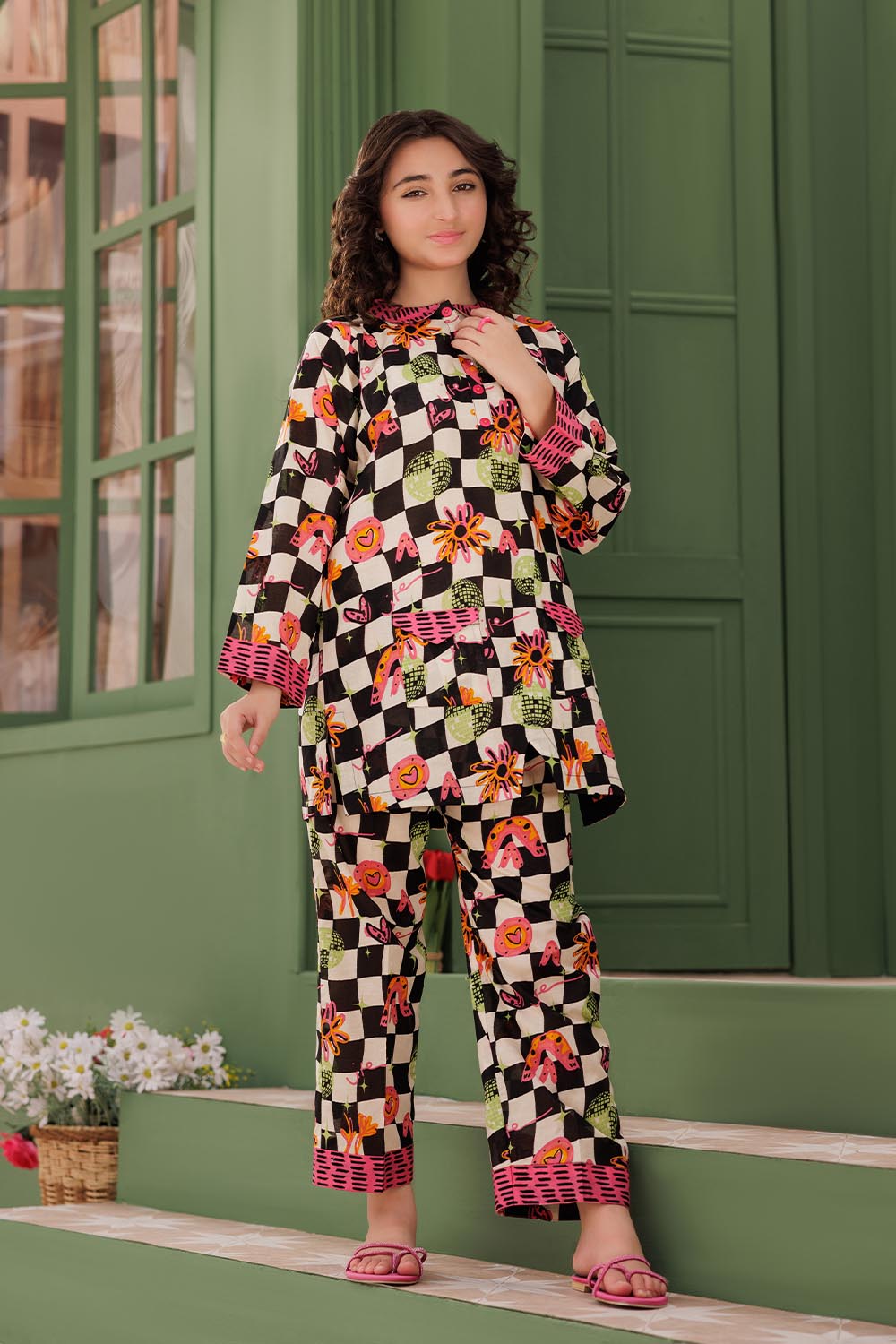 GAC-03060 | Fawn & Multicolor | Casual 2 Piece Suit | Cotton Lawn Printed