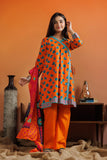 GAD-03079 | Orange & Muliticolor | Casual 3 Piece Suit | Cotton Lawn Printed