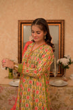 GBD-02954 | Fawn & Multicolor | Casual Plus 3 Piece Suit | Cotton Lawn Gold Printed