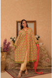 GBD-02954 | Fawn & Multicolor | Casual Plus 3 Piece Suit | Cotton Lawn Gold Printed