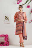 LAD-03011 | Peach & Multicolor | Casual 3 Piece Suit | Cotton  Lawn Printed