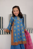 KBD-03035 | Blue & Multicolor | Casual Plus 3 Piece Suit | Cotton Dye Over Gold Printed