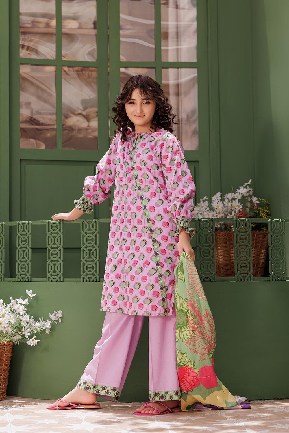 GAD-03063 | Purple & Multicolor | Casual 3 Piece Suit | Cotton Lawn Printed
