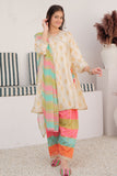 GDD-02849 | Fawn & Multicolor | Formal 3 Piece Suit | Taser Silk