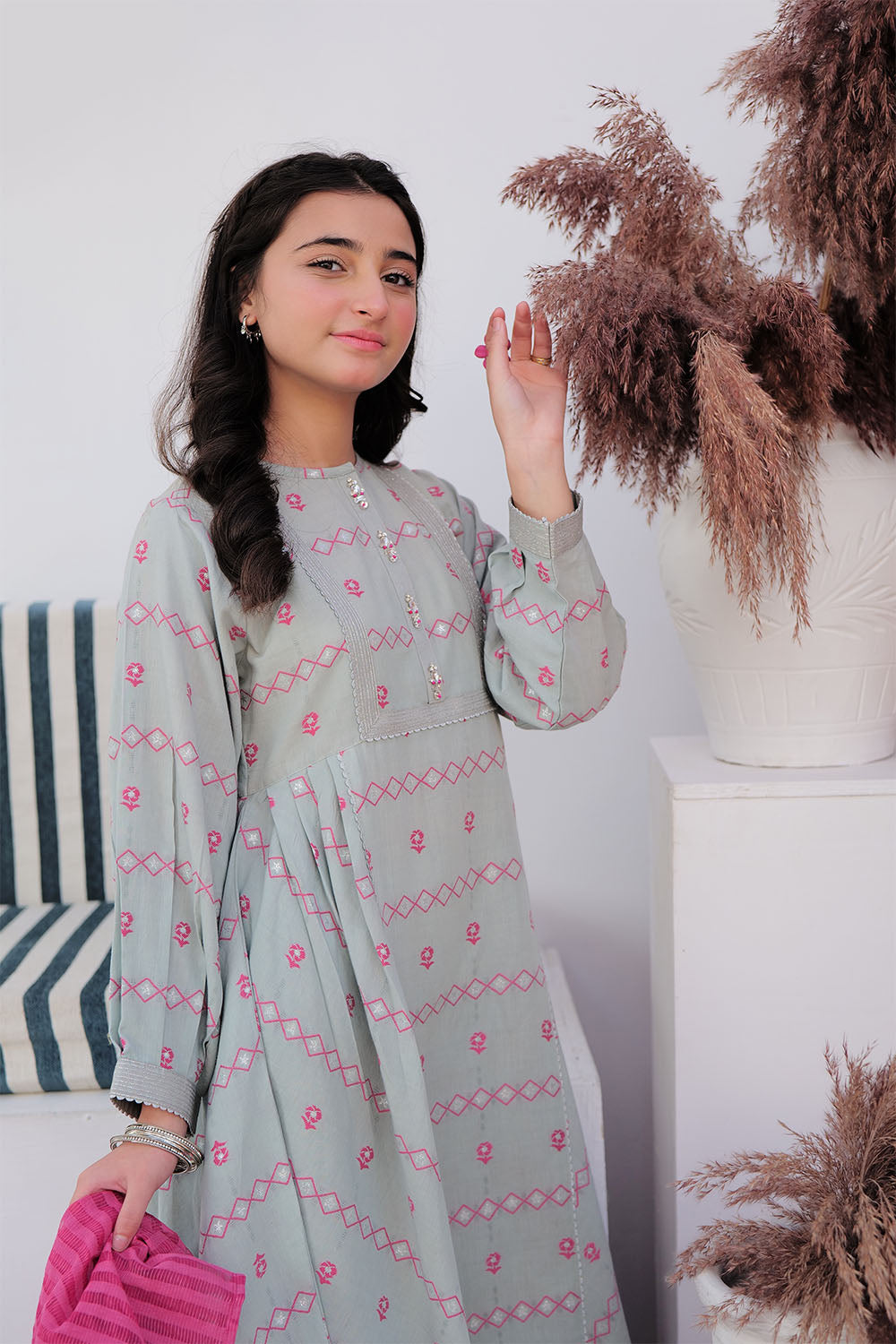 GBD-02977 | Grey & Multicolor | Casual 3 Piece Suit | Cotton Jacquard