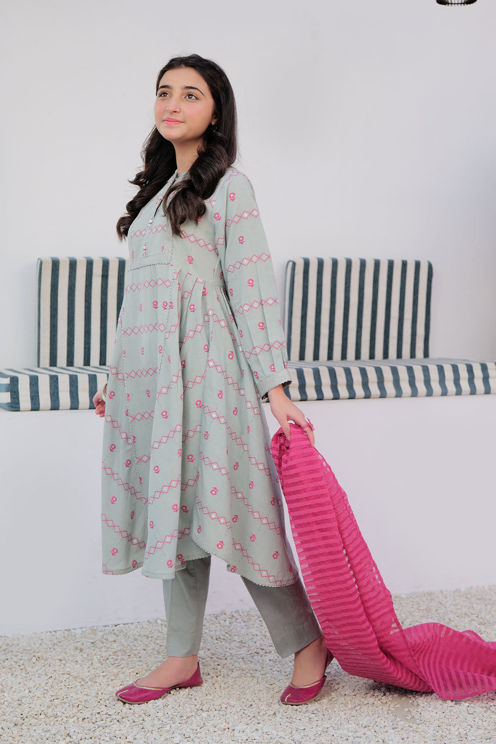 GBD-02977 | Grey & Multicolor | Casual 3 Piece Suit | Cotton Jacquard