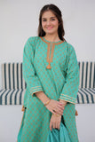 GAD-02928 | Sea Green & Orange | Casual 3 Piece Suit | Cotton Jacquard