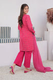 GAD-02989 | Shocking Pink & Multicolor | Casual 3 Piece Suit | Cotton Yarn dyed Jacquard
