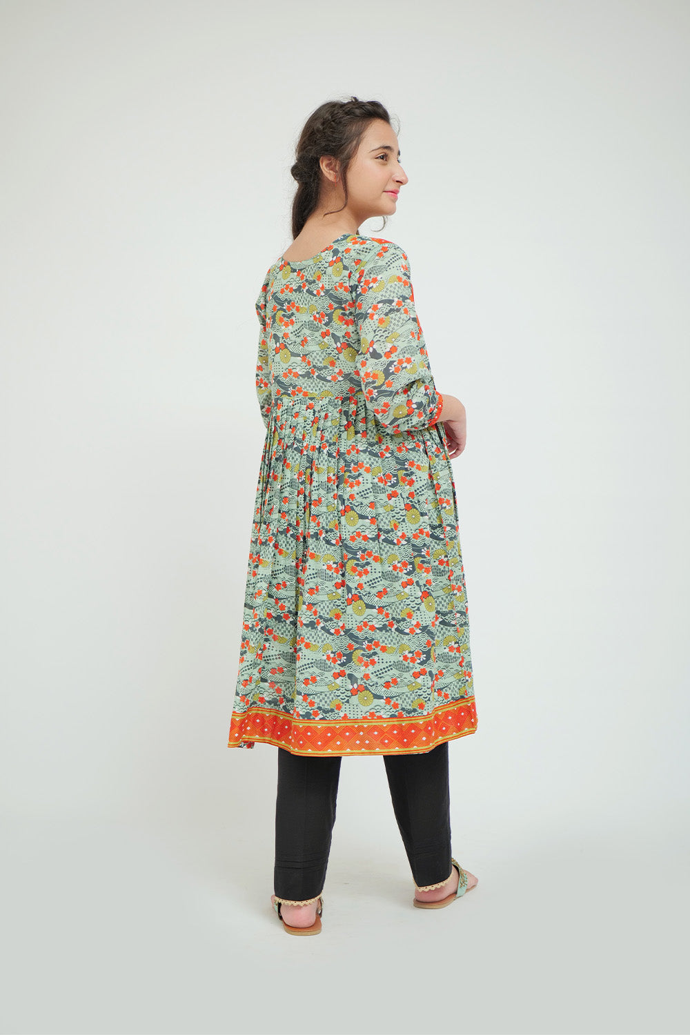 GAA-02625 | Green & Multicolor | Casual Kurta | Cotton  Lawn Printed