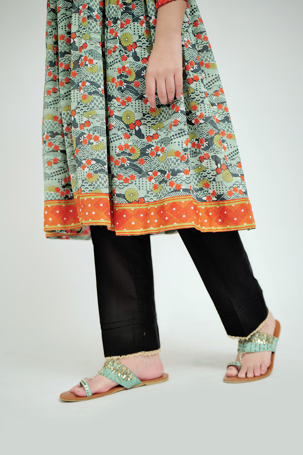GAA-02625 | Green & Multicolor | Casual Kurta | Cotton  Lawn Printed