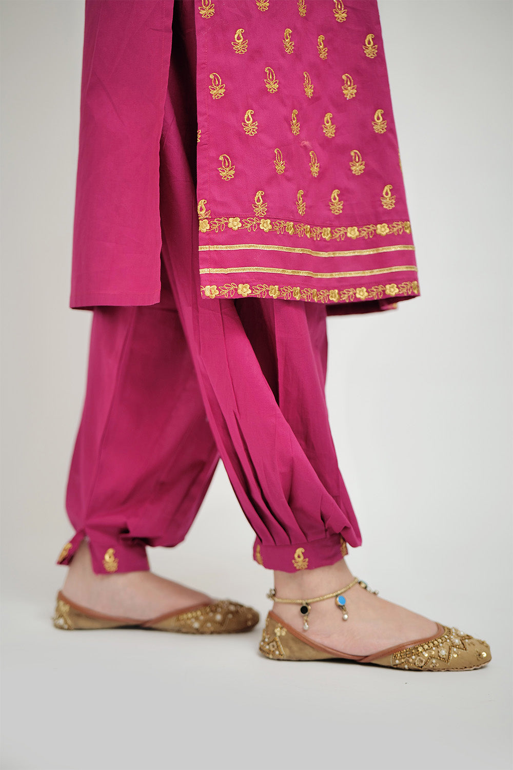 LAD-02658 | Magenta | Casual 3 Piece Suit  | Cotton Cambric