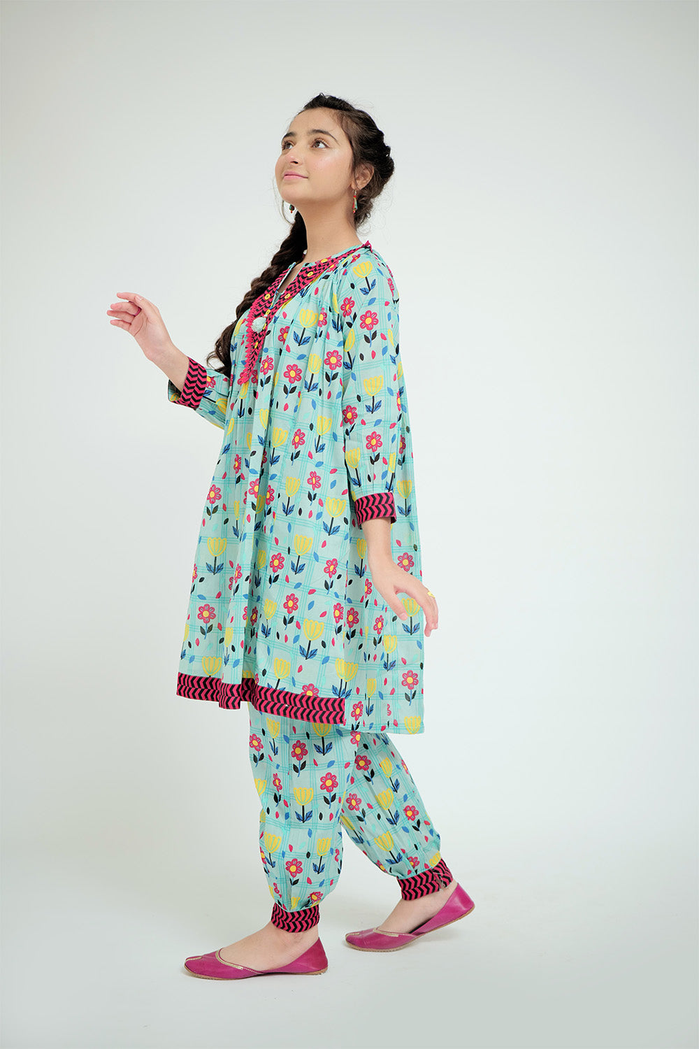 GAC-02573 | Sea Green & Multicolor | Casual 2 Piece Suit  | Cotton Lawn Printed