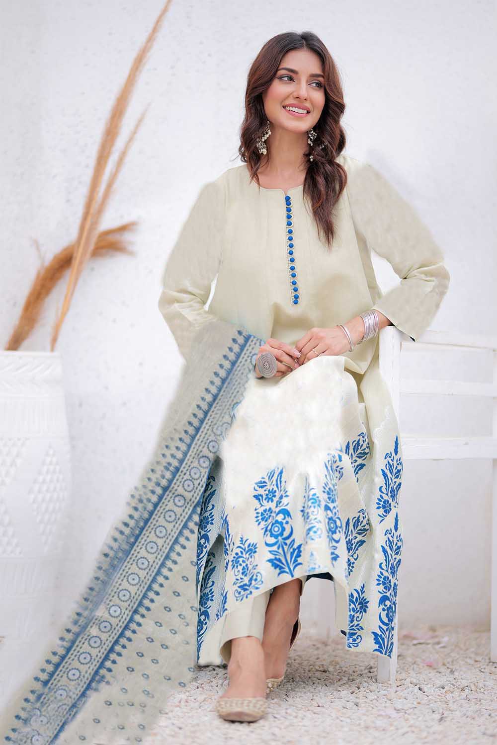 LDD-02411 | Light Green & S.Green | Formal 3 Piece Suit  | Masuri Jacquard Plain Fabric