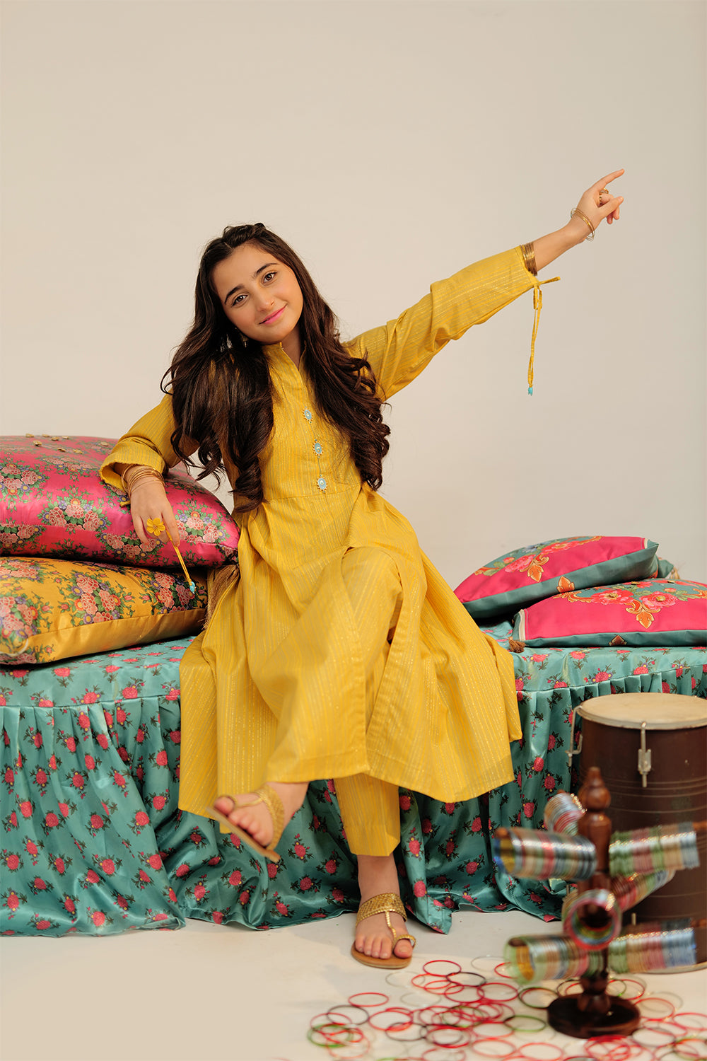 GBC-02619 | Yellow & Multicolor | Casual 2 Piece Suit  | Cotton Dobby Jacquard