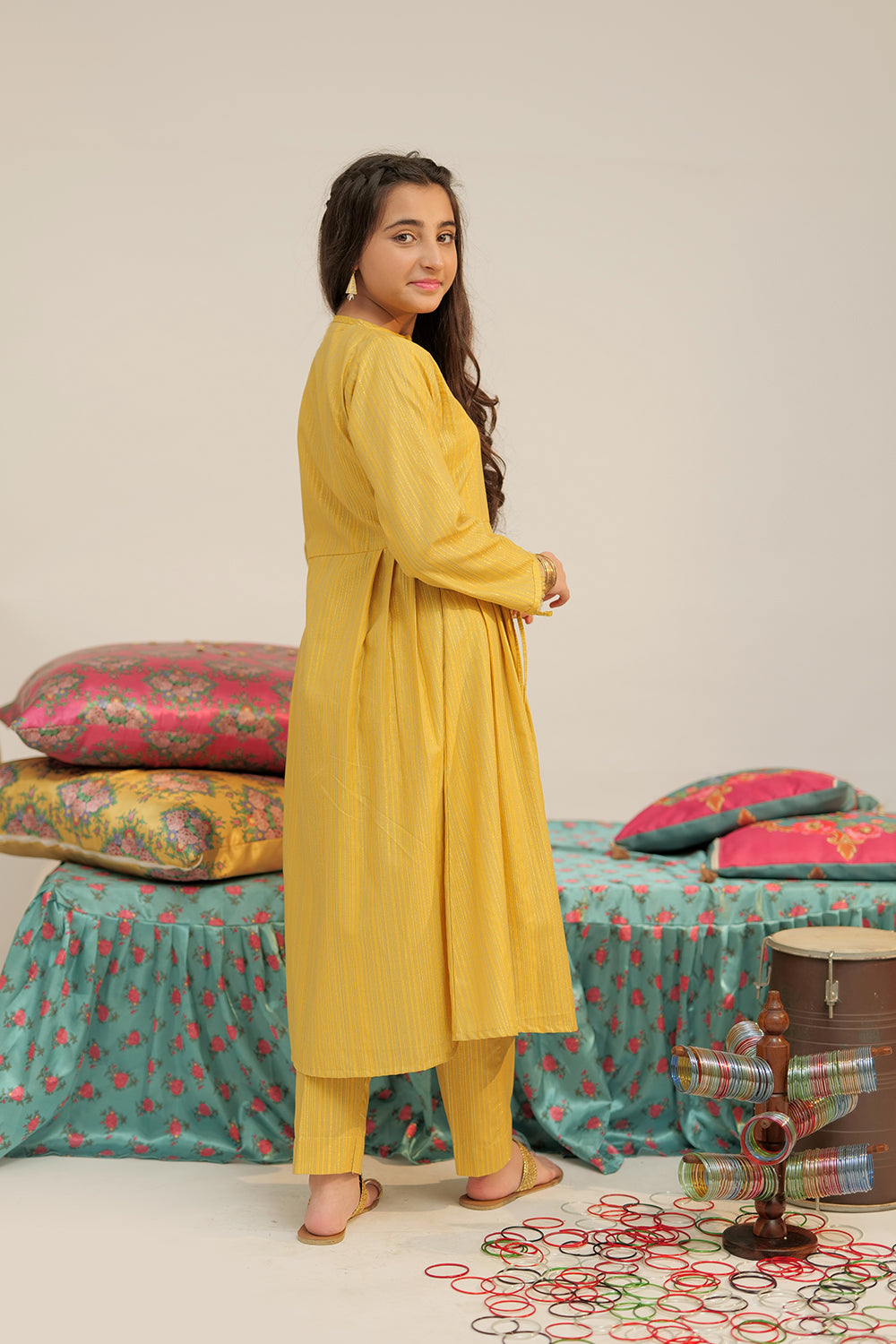GBC-02619 | Yellow & Multicolor | Casual 2 Piece Suit  | Cotton Dobby Jacquard