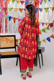 GBD-02530 | Red & Gold | Casual Plus 3 Piece Suit  | Cotton Gold Print Lawn