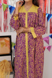 GBC-02527 | Purple & Gold | Casual Plus 3 Piece Suit  | Cotton Gold Print Lawn