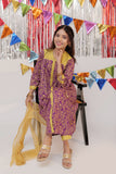 GBC-02527 | Purple & Gold | Casual Plus 3 Piece Suit  | Cotton Gold Print Lawn