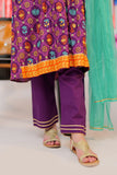 GBD-02529 | Purple & Gold | Casual Plus 3 Piece Suit  | Cotton Gold Print Lawn