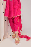 KBD-02592 | Shocking Pink & Gold | Casual Plus 3 Piece Suit | Cotton Dobby Jacquard