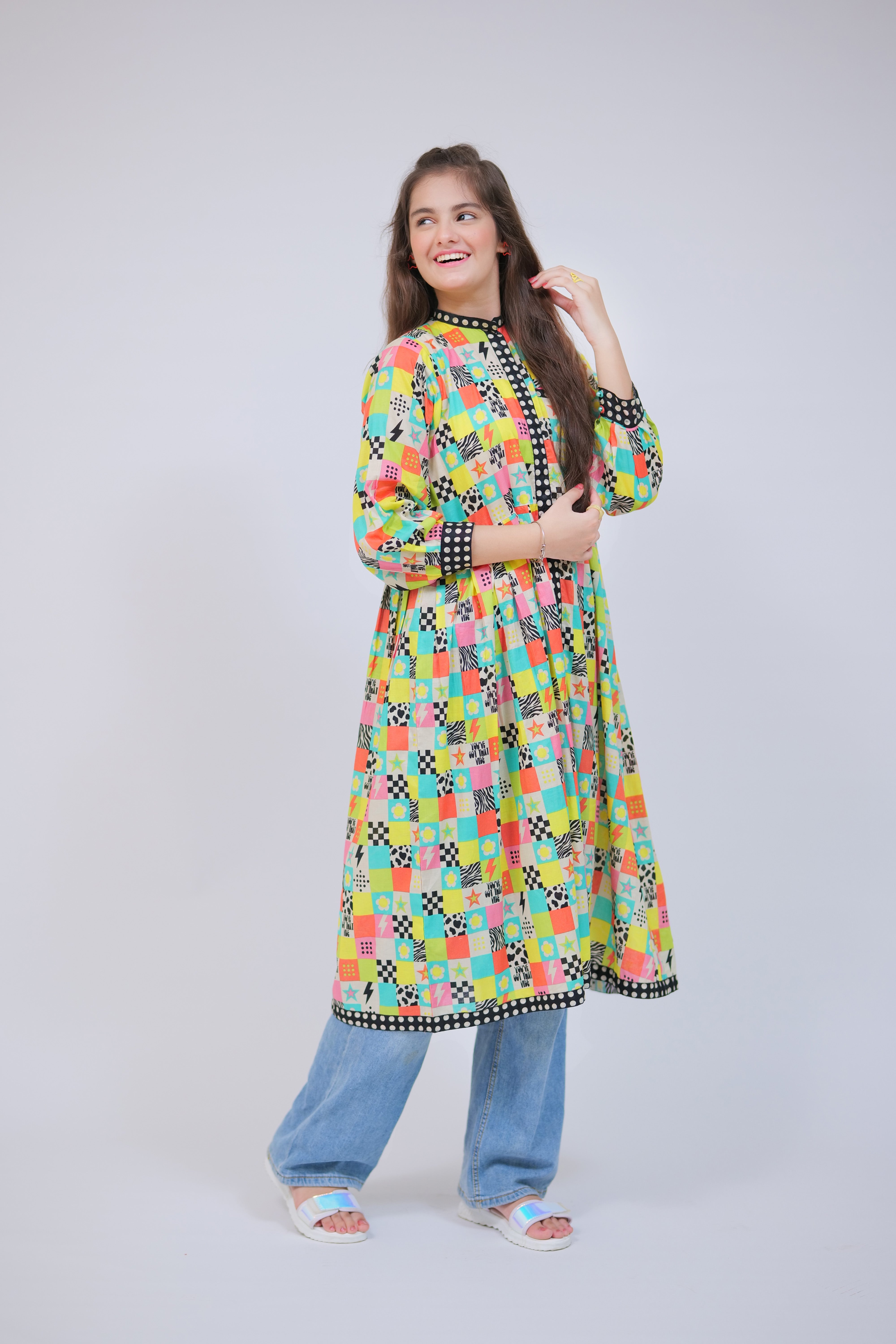 GAA-02720 | Fawn & Multicolor | Casual Kurta | Cotton Lawn Printed