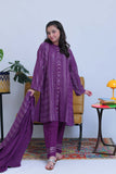 GAD-02830 | Purple & Silver | Casual 3 Piece Suit | Karandi Fabric Dobby Jacquard