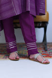 GAD-02830 | Purple & Silver | Casual 3 Piece Suit | Karandi Fabric Dobby Jacquard