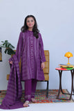 GAD-02830 | Purple & Silver | Casual 3 Piece Suit | Karandi Fabric Dobby Jacquard