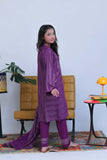 GAD-02830 | Purple & Silver | Casual 3 Piece Suit | Karandi Fabric Dobby Jacquard