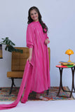 GAD-02831 | Shocking Pink & Silver | Casual 3 Piece Suit | Karandi Fabric Dobby Jacquard