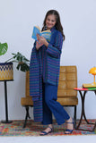 GAD-02832 | Blue & Multicolor | Casual 3 Piece Suit | Karandi Fabric Dobby Jacquard